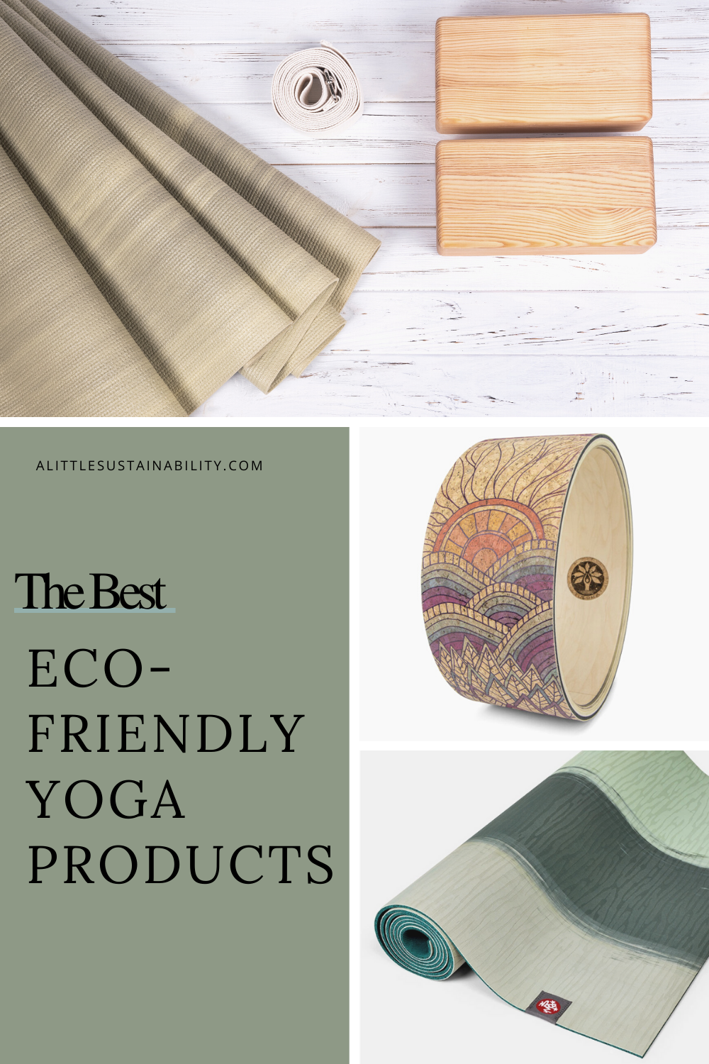 the best eco-friendly yoga products. Low waste yoga props, from organic yoga bolsters & straps, to cork yoga mats, blocks, and yoga wheels.