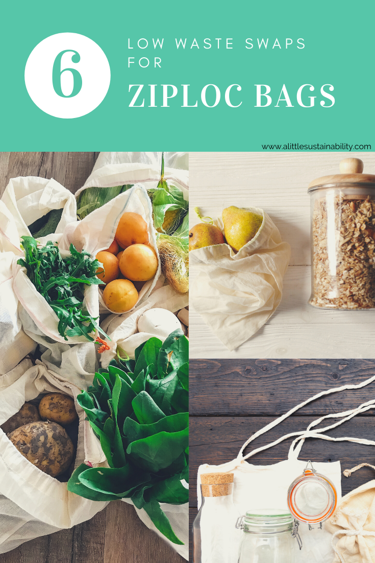 The best low waste swaps for ziploc bags. Reuse old bags and jars rather than buying new and some great sustainable brands and small shops selling low waste alternatives to ziplocs.